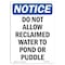 Signmission OSHA Notice, 7" Height, Do Not Allow Reclaimed Water To Sign, 7" X 5", Portrait OS-NS-D-57-V-11069 - alternate 1